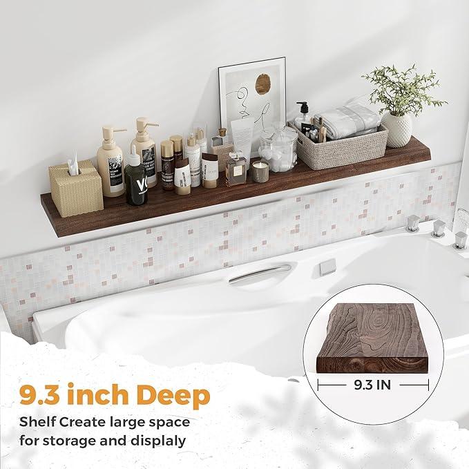 RICHFOCUS Live Edge Elm Floating Shelves - 55