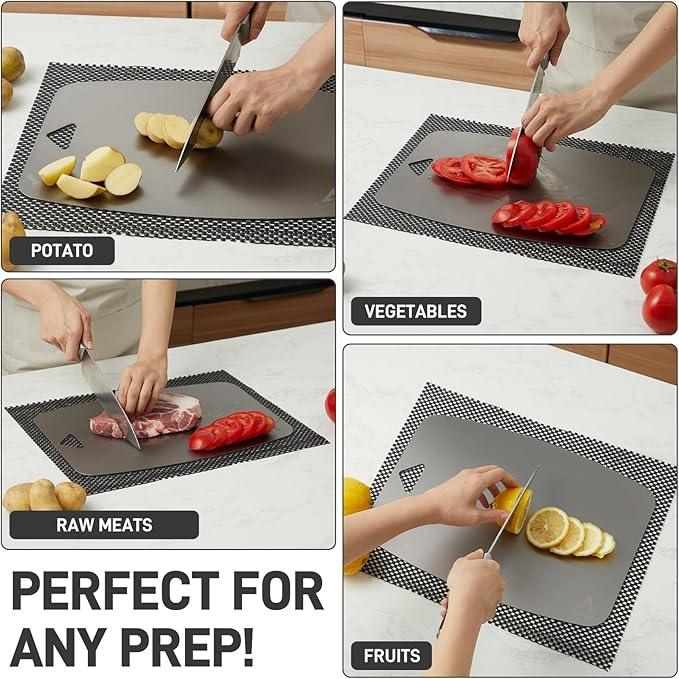 100% Pure Titanium Cutting Board, Non-Toxic Chopping Board For Kitchen, Rubber Mat, Double-Sided Pure Titanium Cutting Board for Kitchen (14