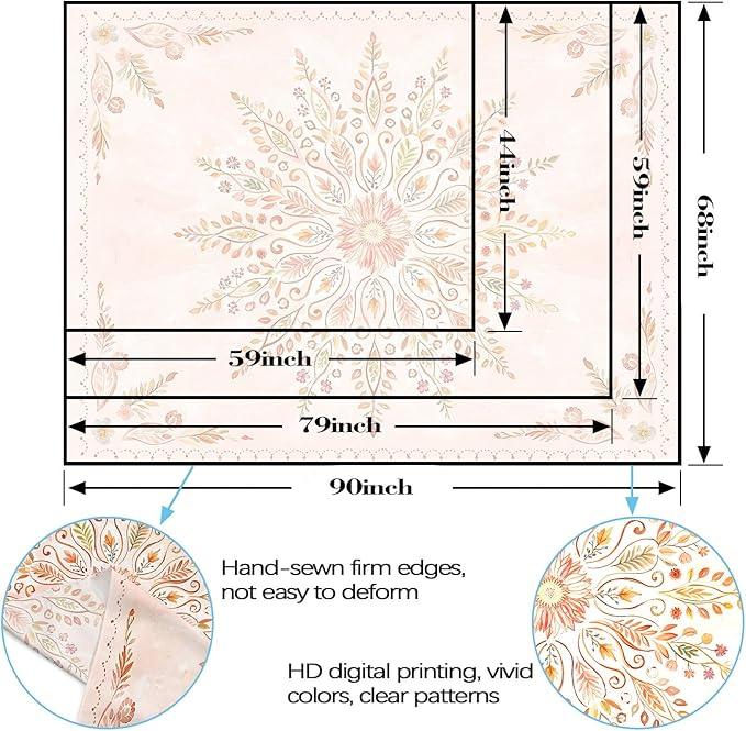 Lunerfex Floral Mandala Tapestry Boho Tapestry for Bedroom Orange Tapestries Wall Hanging Living Room Wall Art and Home Decor 70x90