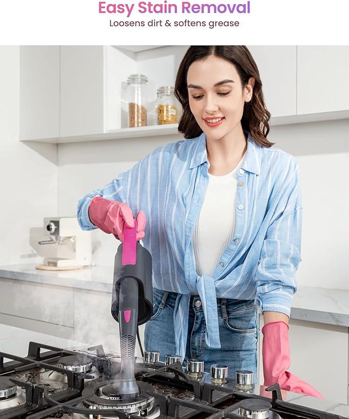 Schenley Steam Mop Cleaner with Detachable Handheld Steamer for Cleaning Hardwood, Laminate Floor, Tiles and Grout, with 7-in-1 Multi-purpose Accessories and Washable Microfiber Pads