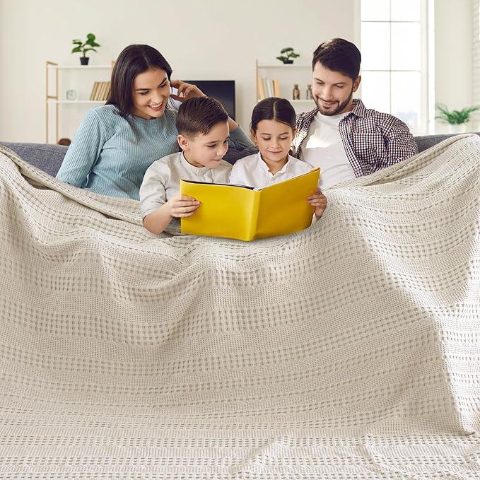 PHF Cooling Waffle Blanket California King Size, Lightweight 60% Rayon Derived from Bamboo & 40% Cotton Breathable Blanket for Hot Sleepers, Soft and Luxury for Bed Couch and Sofa, 110