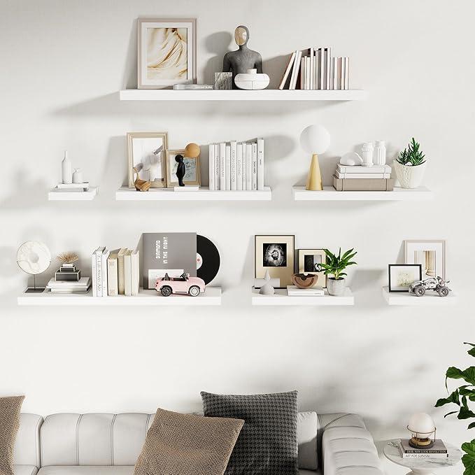 Fun Memories Wood Floating Shelves 16 Inch, 10 Inch Deep Shelves Wall Mount, Wall Shelves with Invisible Bracket, 16