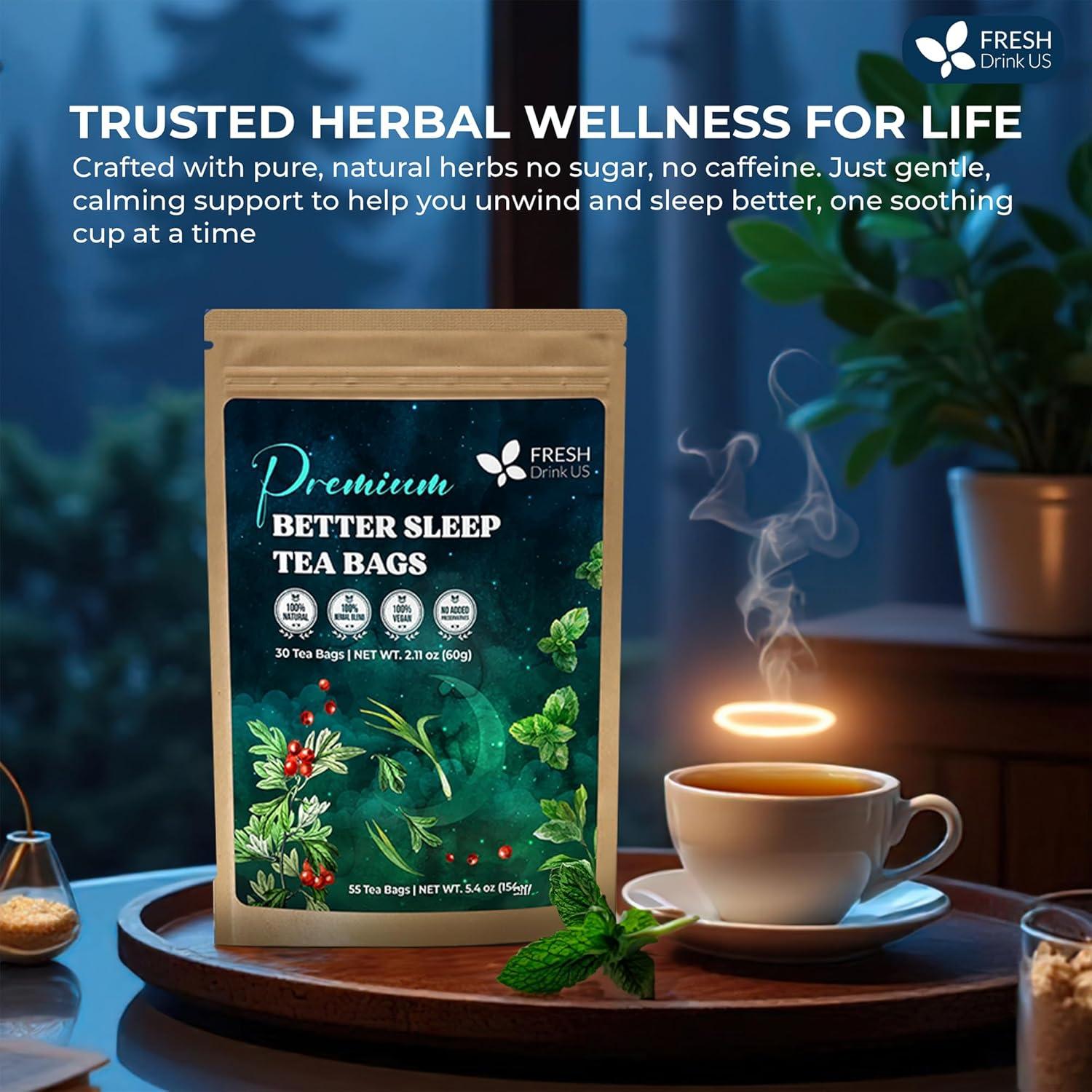 Premium Better Sleep Herbal Tea | Special Herbal Sleep Tea, Caffeine-Free Loose Leaf Blend with Spearmint Leaves, Lemongrass Leaves, and Hawthorn Berry – Naturally Refreshing and Aromatic.