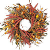 WANNA-CUL 24 inch Fall Wreath Decor for Front Door with Pumpkins, Hawthorn,Grain,Lantern Fruit,Berries,Eucalyptus Leaves, Large Harvest Door Wreath for Autumn or Thanksgiving Decoration