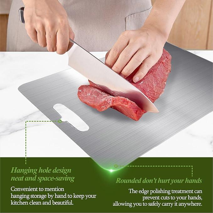 Titanium Cutting Board, 100% Pure Titanium Cutting Boards for Kitchen, Double Sided Food-Grade, Dishwasher Safe Chopping Board for Cutting Meat Vegetable Fruit (18