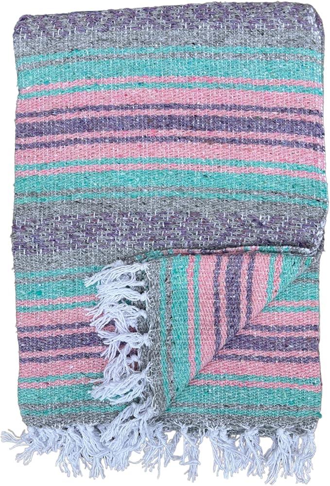 Del Mex Classic Mexican Blanket, Large Authentic Woven Falsa Throw (70