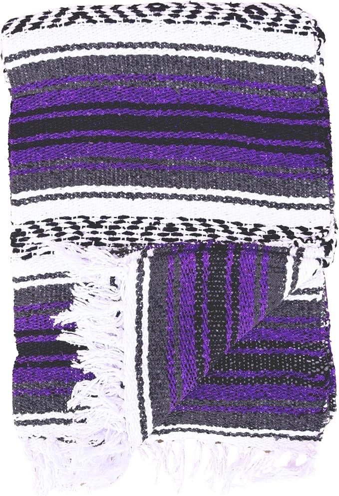 Del Mex Classic Mexican Blanket, Large Authentic Woven Falsa Throw (70