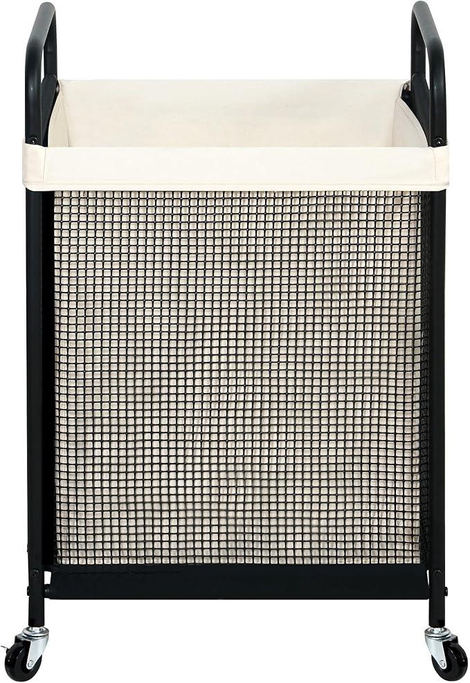 STO STO Laundry Hamper, 90L Rolling Laundry Sorter Cart with Removable and Washable Liner Bag, Rolling Clothes Hamper with Metal Handle for Laundry Room and Bedroom