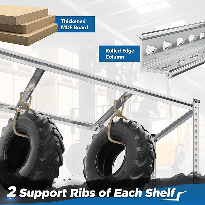 REIBII Garage Shelving, 5 Tier Storage Shelves Load 3000LBS, Adjustable Garage Shelving Heavy Duty, Metal Shelves Unit for Basement, Warehouse, 48