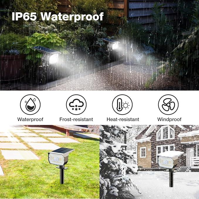 [ 8 Pack/56 LED ] Solar Lights Outdoor Motion Sensor, Spot Landscape Lighting with 3 Modes, Waterproof Spotlights Dusk to Dawn for Outside Yard Tree Garden Pathway Sidewalk Driveway, Cool White