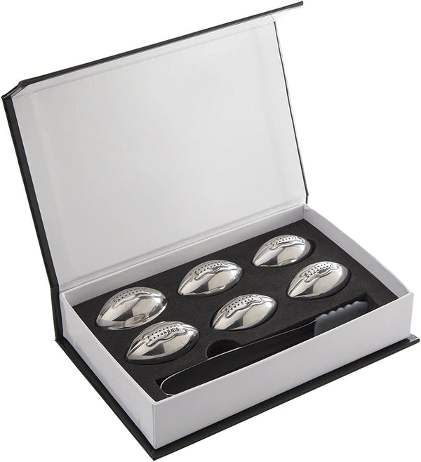 Football Whiskey Stones, Superbowl Chillers, Whiskey Rocks, By The Wine Savant Great for Parties or for Bar Use Tool, 6 Stones Rocks Cubes for Whiskey, Bourbon Vodka, Scotch