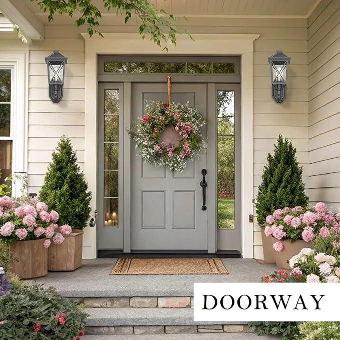 Darkaway Outdoor Wall Light Fixture,2pcs Outside Porch Lights Wall Mounted Seeded Glass Exterior Waterproof Lantern Modern E26 Socket Wall Sconce Lighting for Front Door Yard Patio