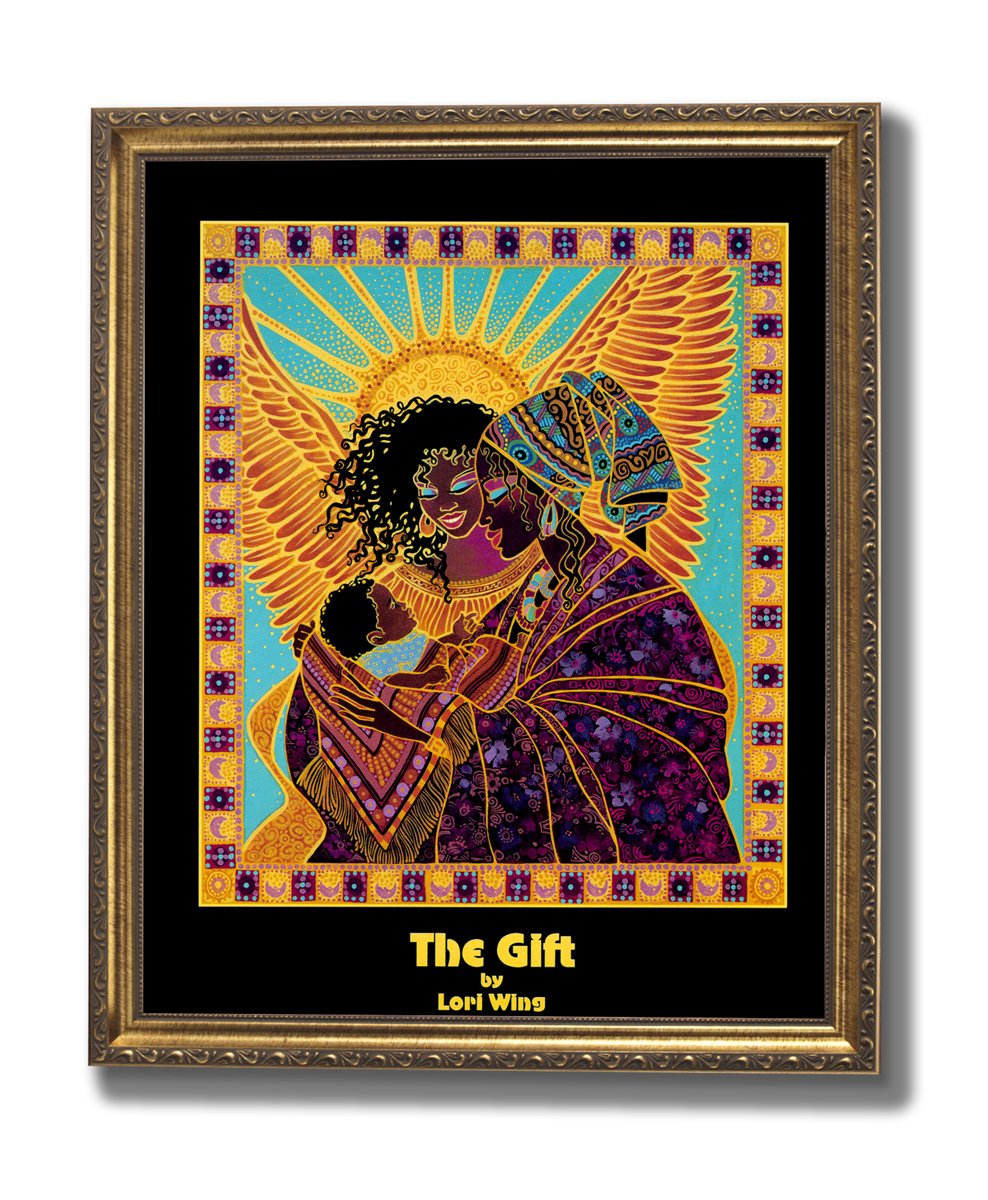 African American Framed Art – Gold Wall Picture Print 16x20 with Embossed Poplar Frame