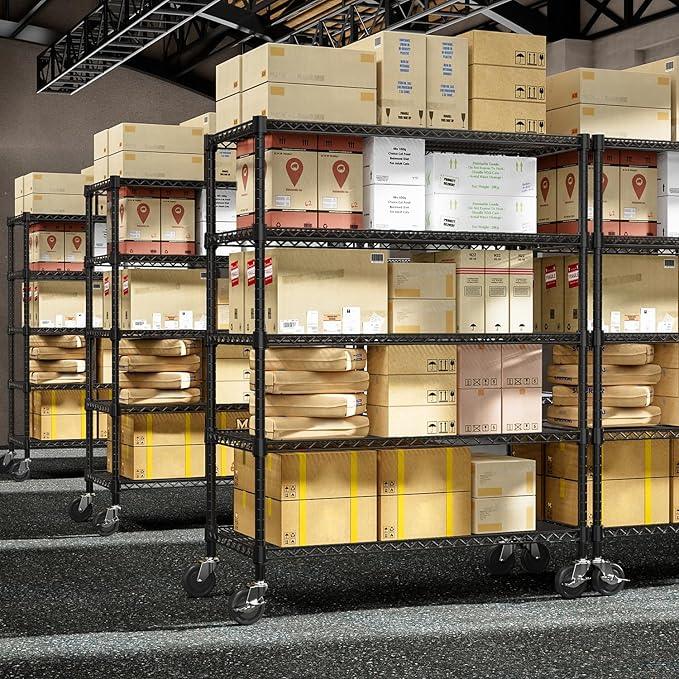 Garage Shelving 5 Tier Industrial Metal Shelving Units for Commercial, Basement, Pantry, Warehouse, School, Black Heavy Duty Easy Assembly 23.6