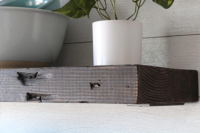 Urban Legacy Reclaimed Barn Joist Deep Floating Shelves | Deep Shelves with Low Profile Shelf Bracket with High Weight Capacity, Set of 2 (36