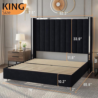 Jocisland King Size Bed Frame with 58