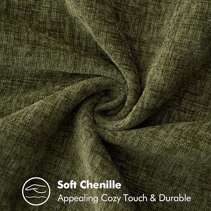 MIULEE Pack of 2 Couch Throw Pillow Covers 24x24 Inch Olive Green Farmhouse Decorative Pillow Covers with Stitched Edge Soft Chenille Solid Dyed Spring Pillow Covers for Sofa Bed Living Room