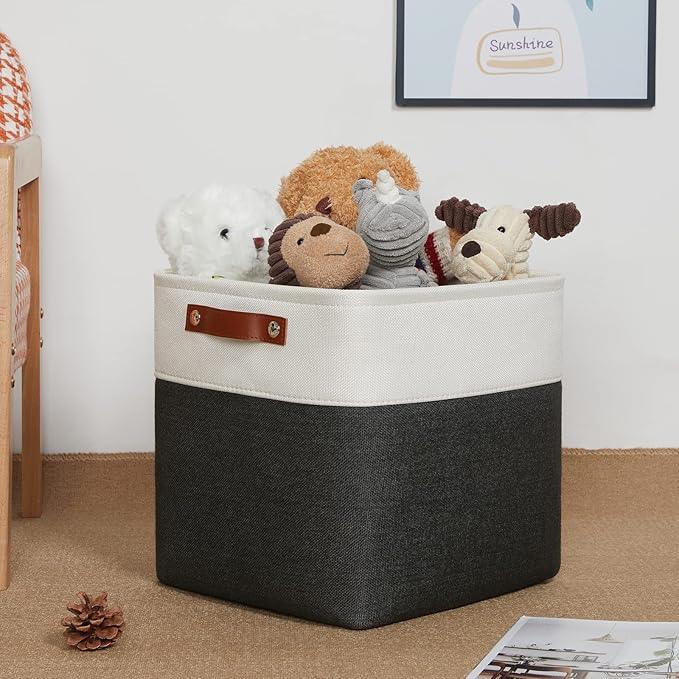 DULLEMELO Set Of 4 Cube Storage Bins, Fabric Storage Basket for Shelves Closet Nursery Toy Storage, 12 Inch Collapsible Fabric Bins for Toy Book Magazine Towel Organizers(4 Pack - 12