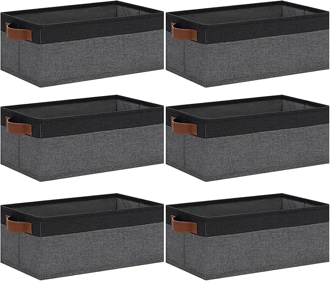 GhvyenntteS Small Fabric Storage Bins with Handles 6 Pack, 11.8