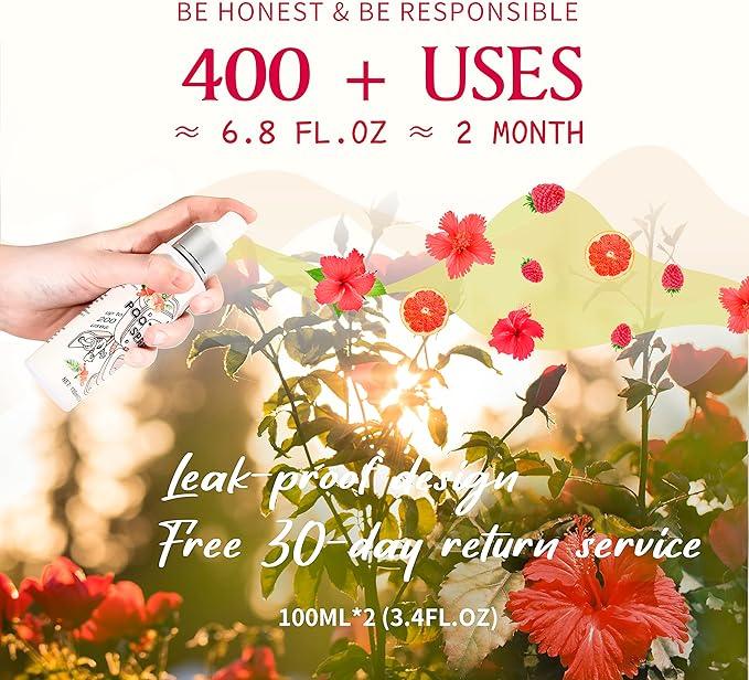 Clean-n-Fresh Toilet Spray 6.8 Oz, Hibiscus Scent, Bathroom Odor Deodorizer, A Great Air Freshener for Room, Home, Travel Size, Up to 400+ Uses, 2 Pack
