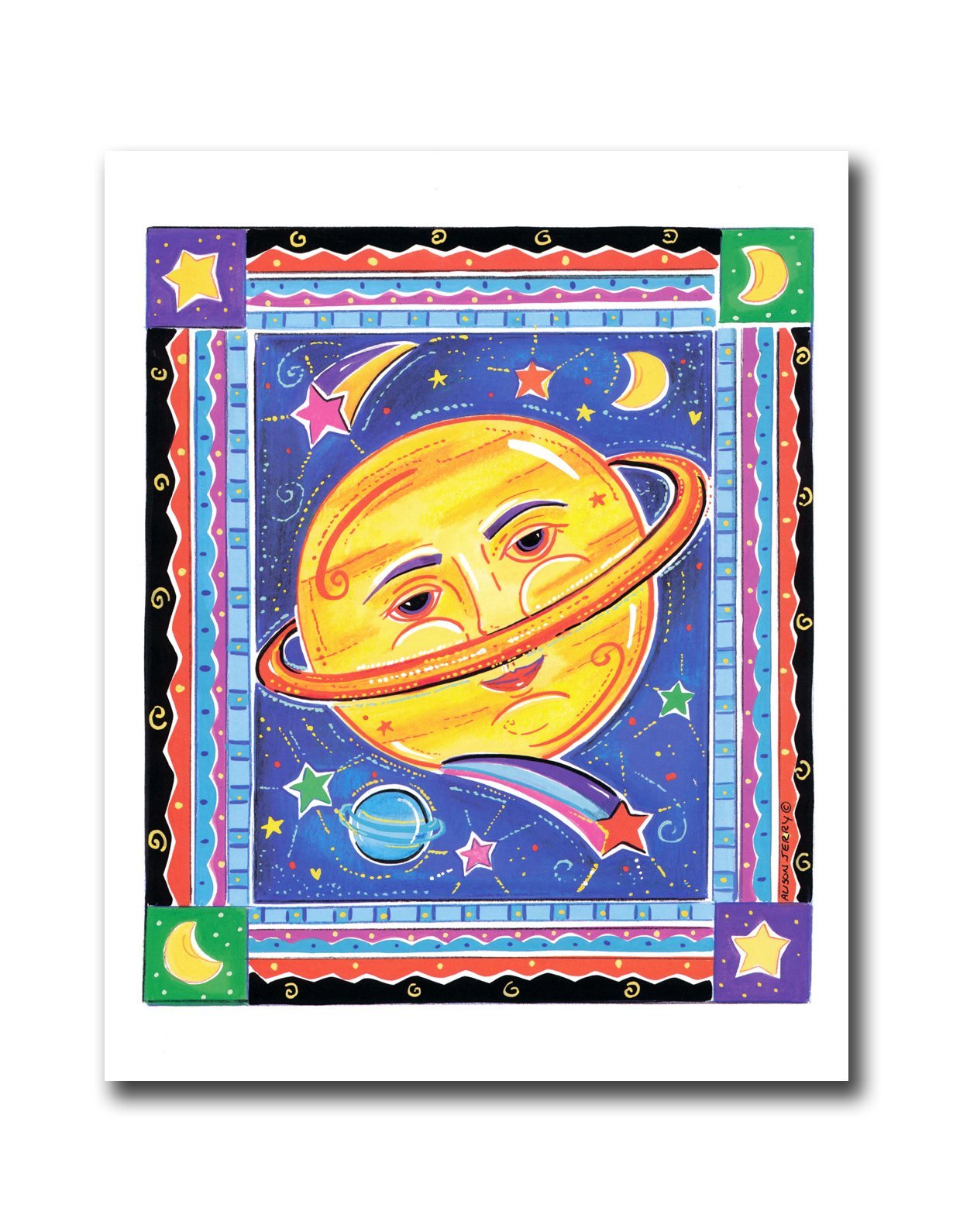 Kids Room Wall Art – Celestial Fantasy Planet 8x10 Framed Print for Children
