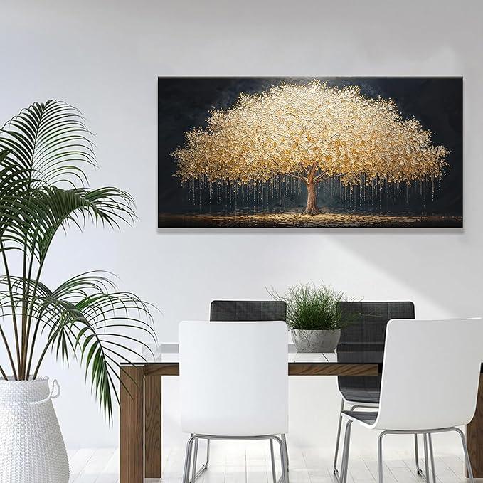 Wall Art Gold Tree Of Life Modern Wall Art Artwork Canvas Art Wall Decor Painting Gold Tree Pictures Abstract Wall Decor For Living Room Bedroom Dining Room Home Office Artwork Ready To Hang 24