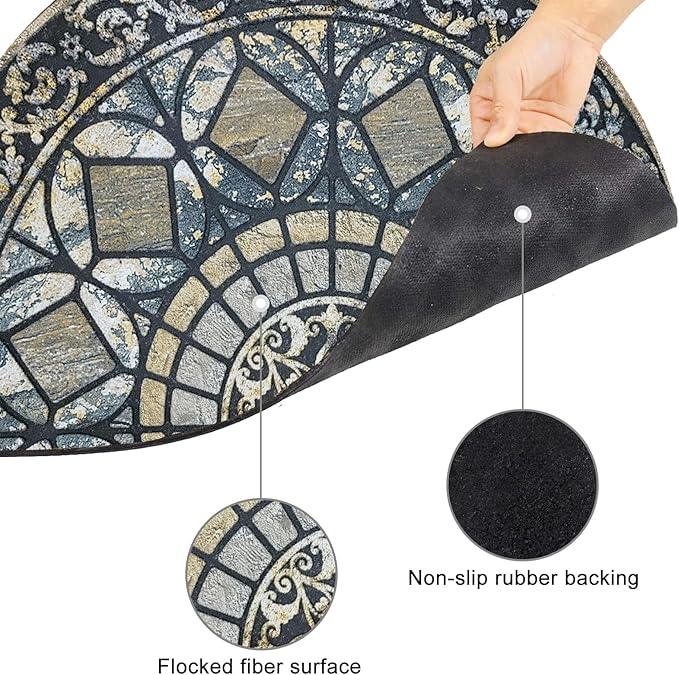 CHICHIC Entrance Door Mat Large 18 x 30 Inch Entry Way Doormat Front Door Rugs Outdoors Heavy Duty Welcome Mat Non Slip Rubber Back Low Profile for Garage, Patio, High Traffic Area, Blue