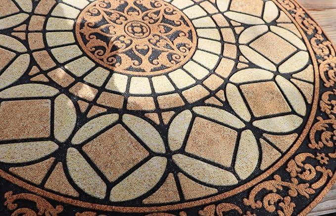 CHICHIC Entrance Door Mat Large 24 x 36 Inch Entry Way Doormat Front Door Rugs Outdoors Heavy Duty Welcome Mat Non Slip Rubber Back Low Profile for Garage, Patio, High Traffic Area, Semicircle