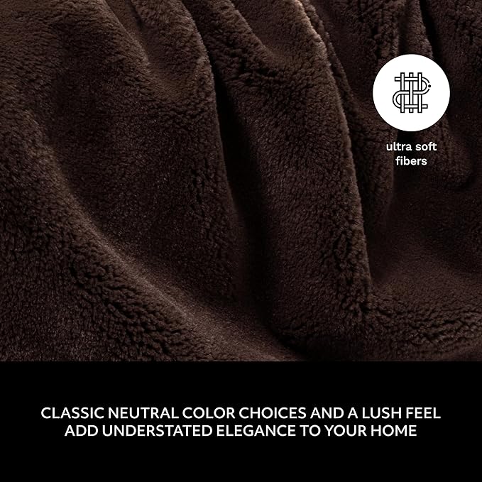 Mon Chateau Luxury Ultimate Plush Faux Fur Throw with 6cm Foldover for Couch, Sofa, or Bed - Plush Ultra Soft Blanket for Sleeping or Home Décor, 60