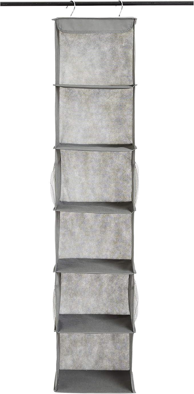 Amazon Basics 6-Tier Hanging Closet Shelf Organizer With Pockets, 8.5