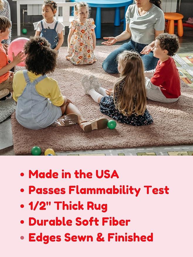 KOECKRITZ Soft and Colorful Kids Classroom Area Rugs (Passes Flammability Pill Test) Many Sizes and Bright Colors to Select from (9' x 9', Fairy Princess)