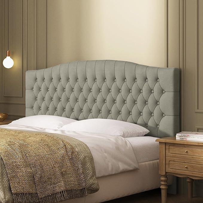 Velvet Upholstered Headboard King/Cal King Size Latest Model Wall Mount, Bed Frame Mount, Featuring High-Density Sponge Padding, Luxury Texture Easy Assembly and Style-Taupe