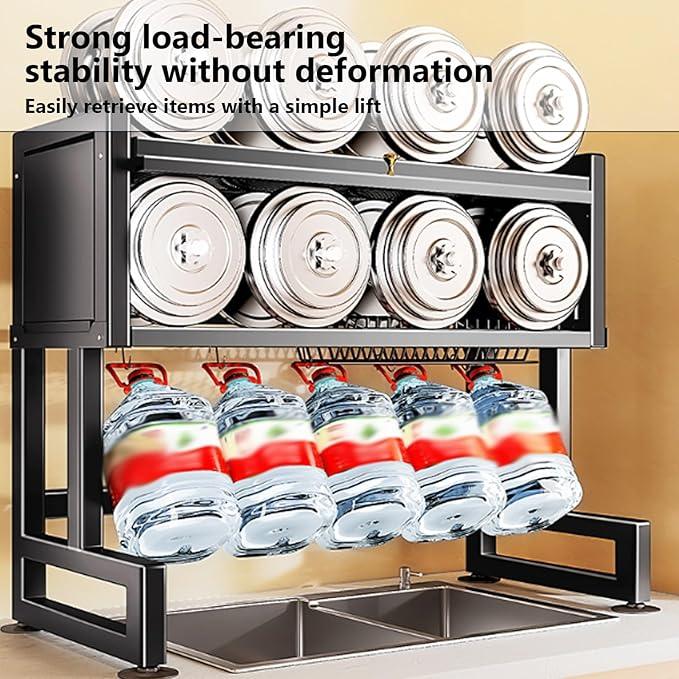 Home Furnishing Over The Sink Dish Drainer Drying Rack 3 Tier Over Sink Dish Rack for,oversink Dish Dry Rack,Space Saving Dish Drying Rack,Kitchen Sink Organizer countertop(Black,105cm/41.3in)