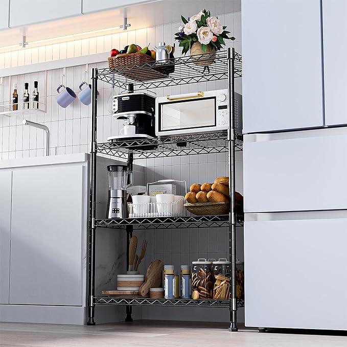 1000 lbs Storage Shelving Steel Heavy Duty 4-Tier Utility Shelving Unit Steel Organizer Wire Rack for Home,Kitchen,Office (13.7