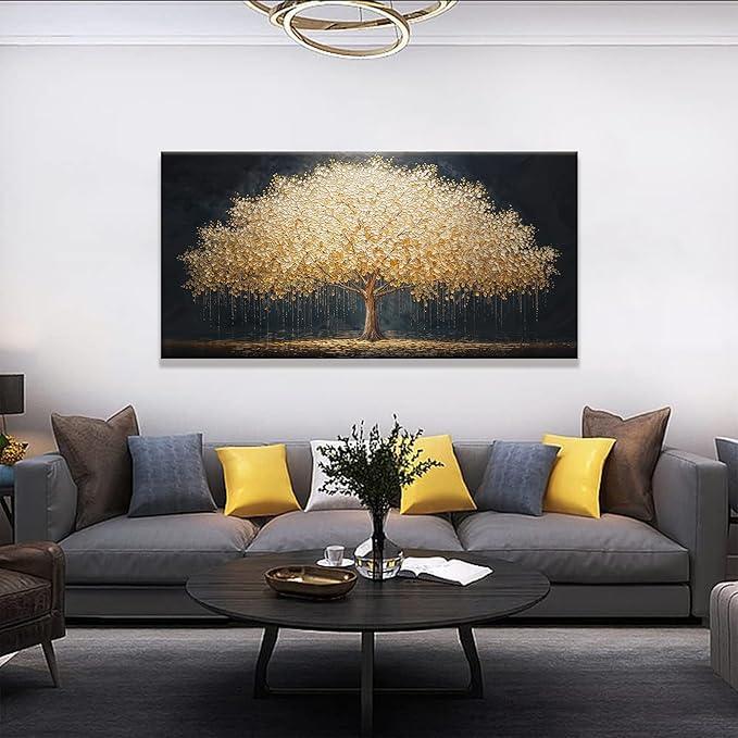 Wall Art Gold Tree Of Life Modern Wall Art Artwork Canvas Art Wall Decor Painting Gold Tree Pictures Abstract Wall Decor For Living Room Bedroom Dining Room Home Office Artwork Ready To Hang 24
