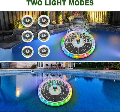 Solar Water Fountain with LED Lights Matte Panel, Built-in 4000 mAH Battery Large Bird Bath Fountains Solar Power with 4 Fixed Rods, Solar Fountain Pump for Pond, Outdoor,Garden,Pool-Multicolor
