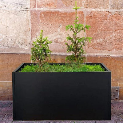 Galvanized Steel Metal Planter Rectangular Indoor Black Planter Box Large Outdoor Planters Steel 31.5