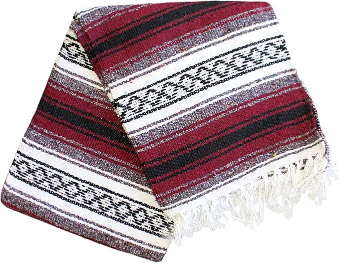 Del Mex Classic Mexican Blanket, Large Authentic Woven Falsa Throw (70