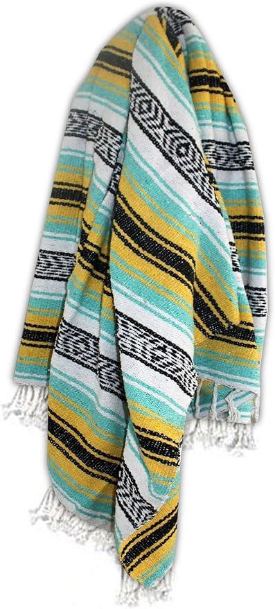 Del Mex Classic Mexican Blanket, Large Authentic Woven Falsa Throw (70