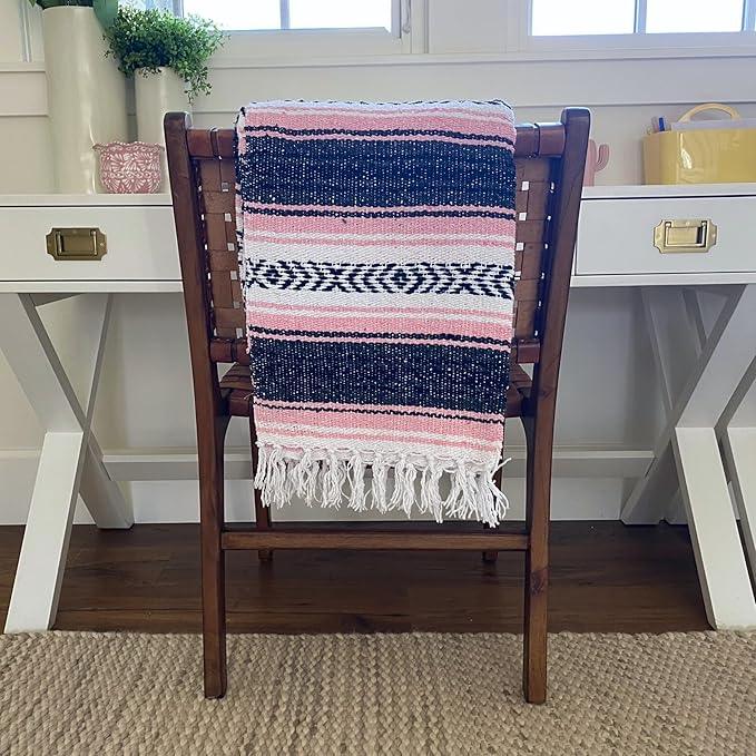 Del Mex Classic Mexican Blanket, Large Authentic Woven Falsa Throw (70