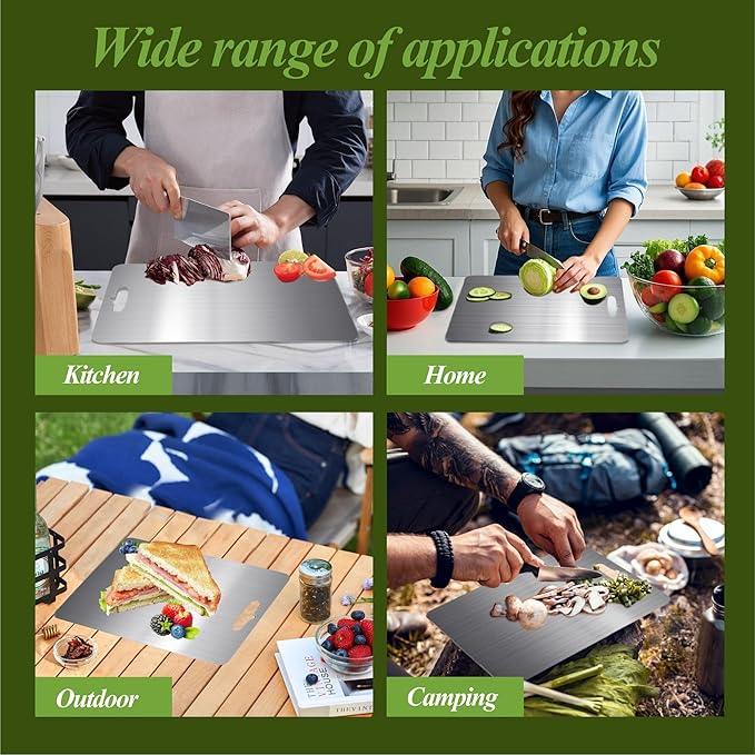 Titanium Cutting Board, 100% Pure Titanium Cutting Boards for Kitchen, Double Sided Food-Grade, Dishwasher Safe Chopping Board for Cutting Meat Vegetable Fruit (18