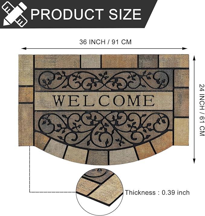 CHICHIC Entrance Door Mat Large 24 x 36 Inch Entry Way Doormat Front Door Rugs Outdoors Heavy Duty Welcome Mat, Non Slip Rubber Back Low Profile for Garage, Patio, High Traffic Area, Vine