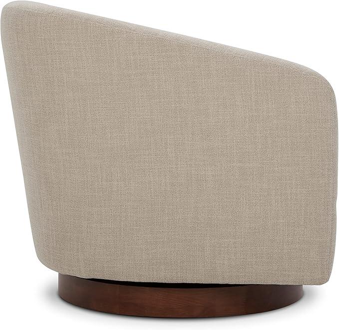 CHITA Swivel Accent Chair, FSC Certified Upholstered Fabric Barrel Chair for Living Room, Fully Assembled, Flax Beige