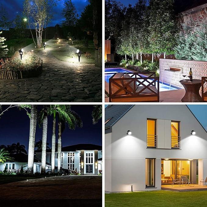 T-SUNUS Solar Garden Spotlight White Outdoor, 4-in-1 Solar Spot Lights 6000K IP65 Waterproof 9.8ft Cable, 5W Separated Solar Panel, Auto On/Off for Tree Patio Yard Driveway Pathway Pool Area