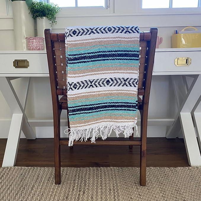 Del Mex Classic Mexican Blanket, Large Authentic Woven Falsa Throw (70