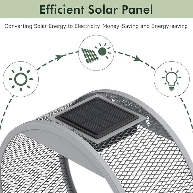 Grand patio Outdoor Circular LED Solar Hanging Wall Sconce Planter, with Dusk to Dawn Sensor Decor Wall Lighting for Garage Doorway Patio Yard, Cement Grey (S-Round)