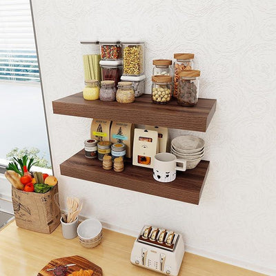 12 Inch Deep Floating Shelves, 24 x 12 Floating Shelf for Books, Rustic Wood Deep Wall Shelves for Home Storage & Display, 2