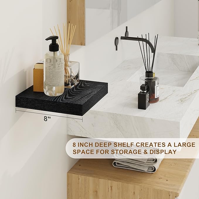 Fun Memories Black Floating Shelves 8 Inch Long, 8