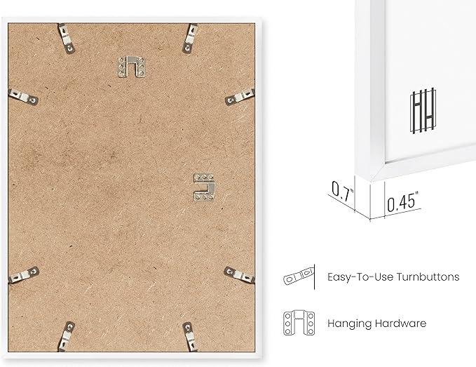 HAUS AND HUES White 8x10 Picture Frame - Modern Aluminum Wall Art Display - Minimalist, Lightweight 8x10 White Frame for Art Prints, Photos, Posters - Ready-to-Hang Vertically & Horizontally