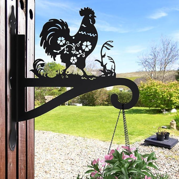 Plant Hangers Outdoor Iron Heavy Duty Ornamental Chicken Silhouette Wall Mounted Hanging Plant Bracket for Flower Pot Lantern Bird Feeder Wind Chimes Christmas Decoration